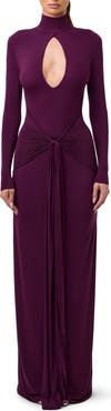 Naked Wardrobe Cutout Tie Front Long Sleeve Maxi Dress