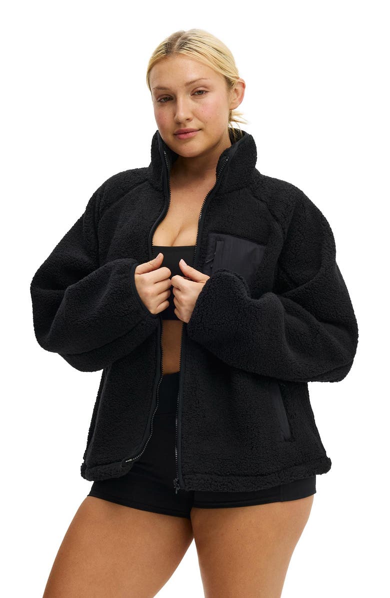 COTTON ON BODY Women's Active Trail Soft Fleece Zip Through, Main, color, Black