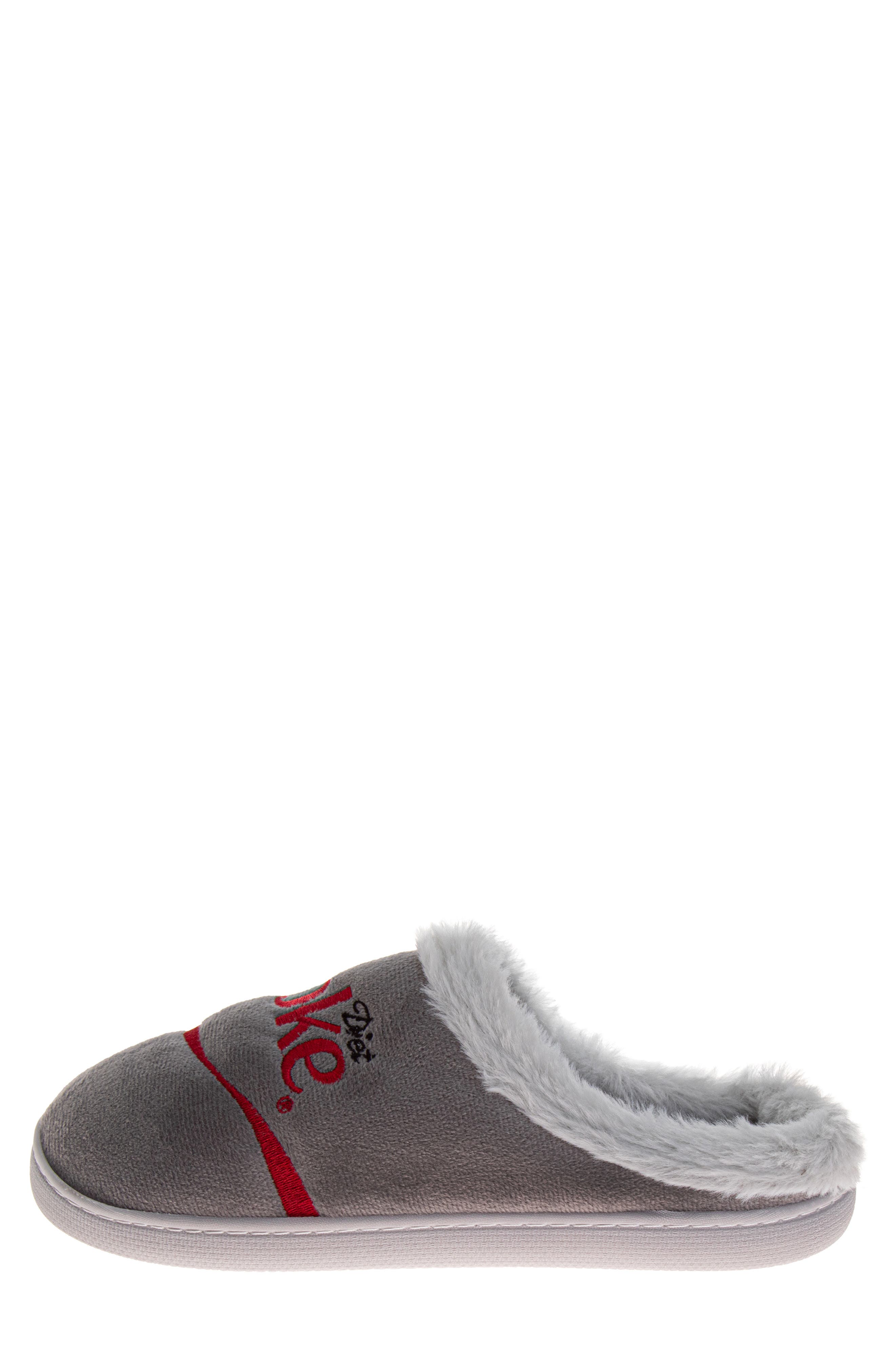 Coca Cola Diet Coke<sup>®</sup> Faux Fur Trim Slipper, Alternate, color, Grey