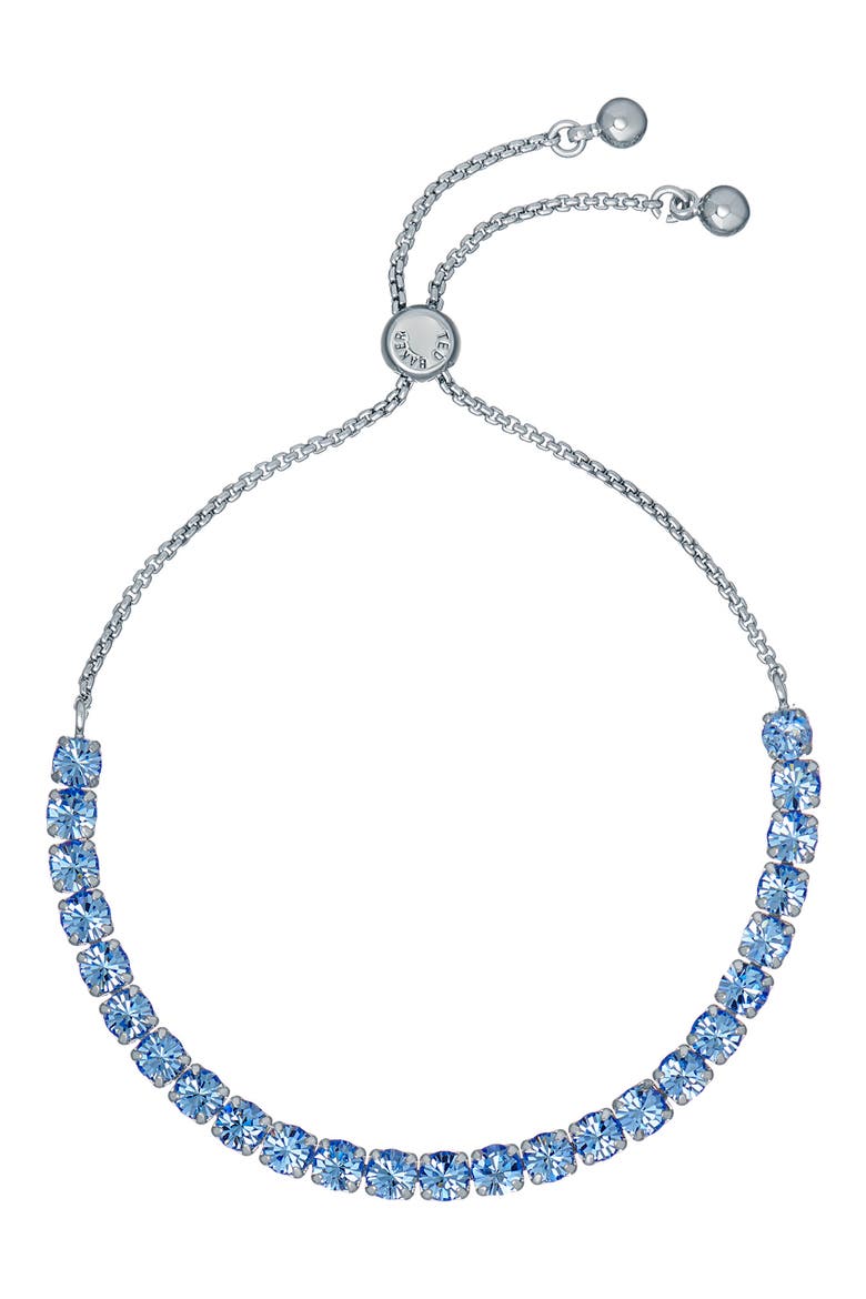 Melrah Tennis Bracelet, Main, color, SILVER TONE/ BLUE CRYSTAL