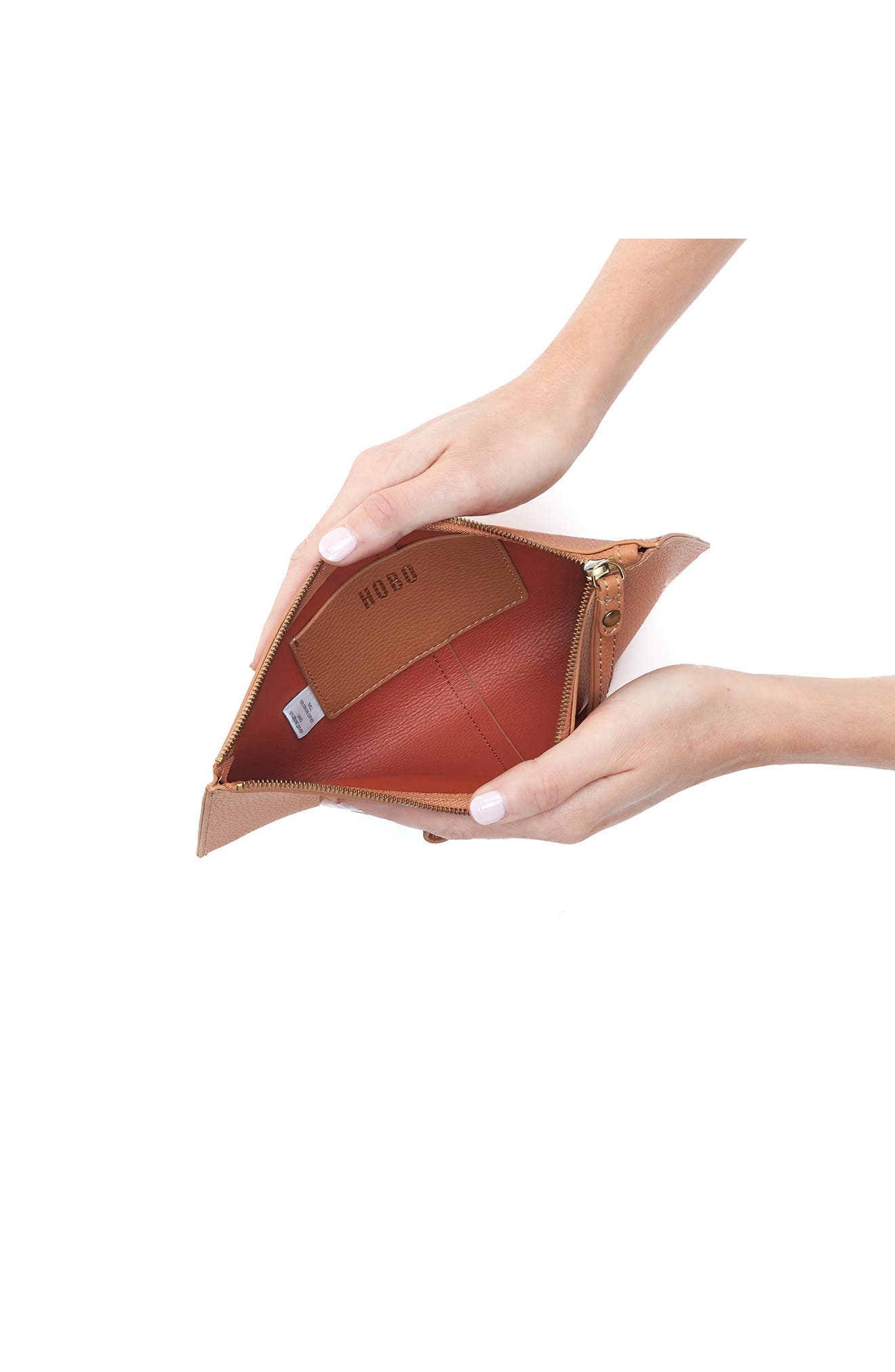 Large Vida Leather Wristlet, Alternate, color, BISCUIT  COCONUT SHELL
