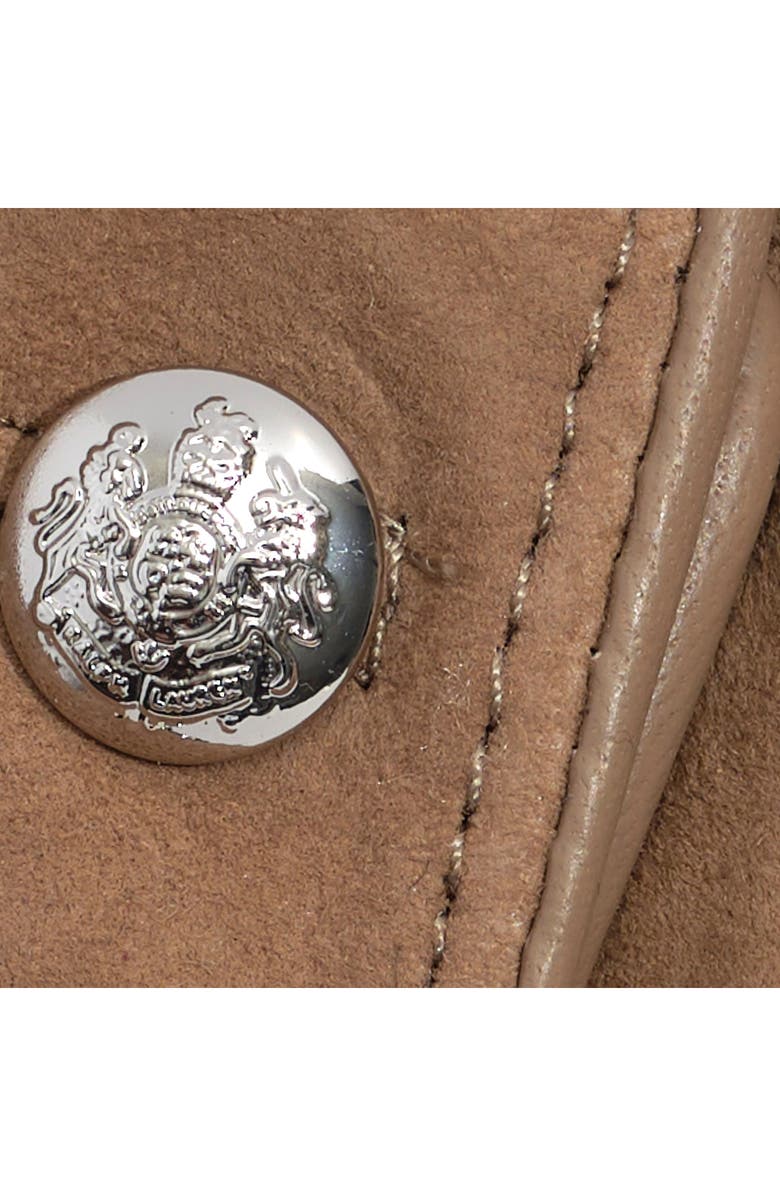 Lauren Ralph Lauren Crest Button Suede Gloves, Alternate, color, Taupe