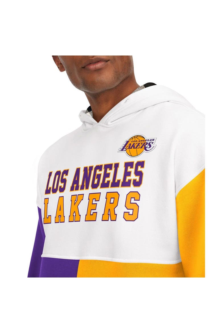 Men's Tommy Jeans White/Purple Los Angeles Lakers Andrew Split Pullover Hoodie, Alternate, color, White