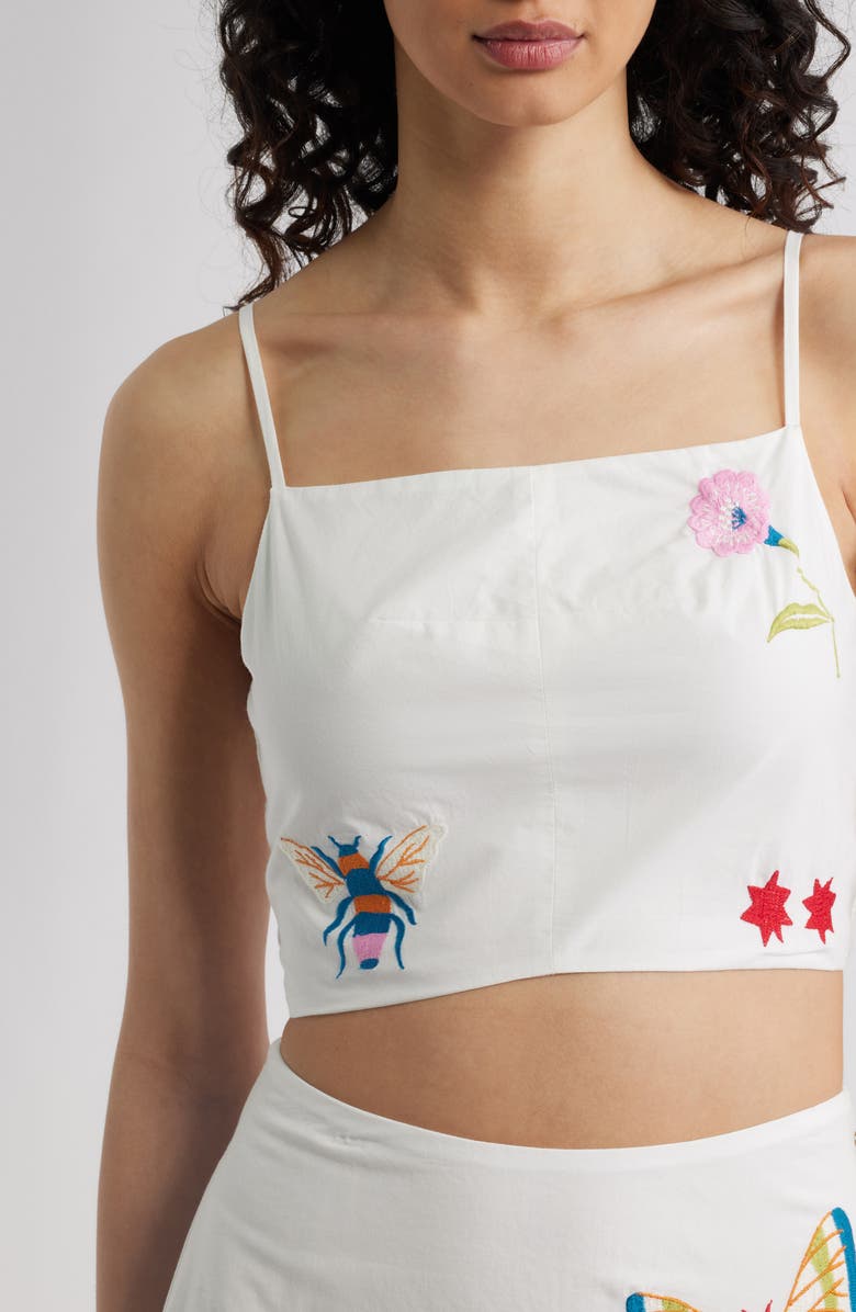 Cleobella Sage Embroidered Organic Cotton Crop Tank, Alternate, color, Montecito Embroidery Motif