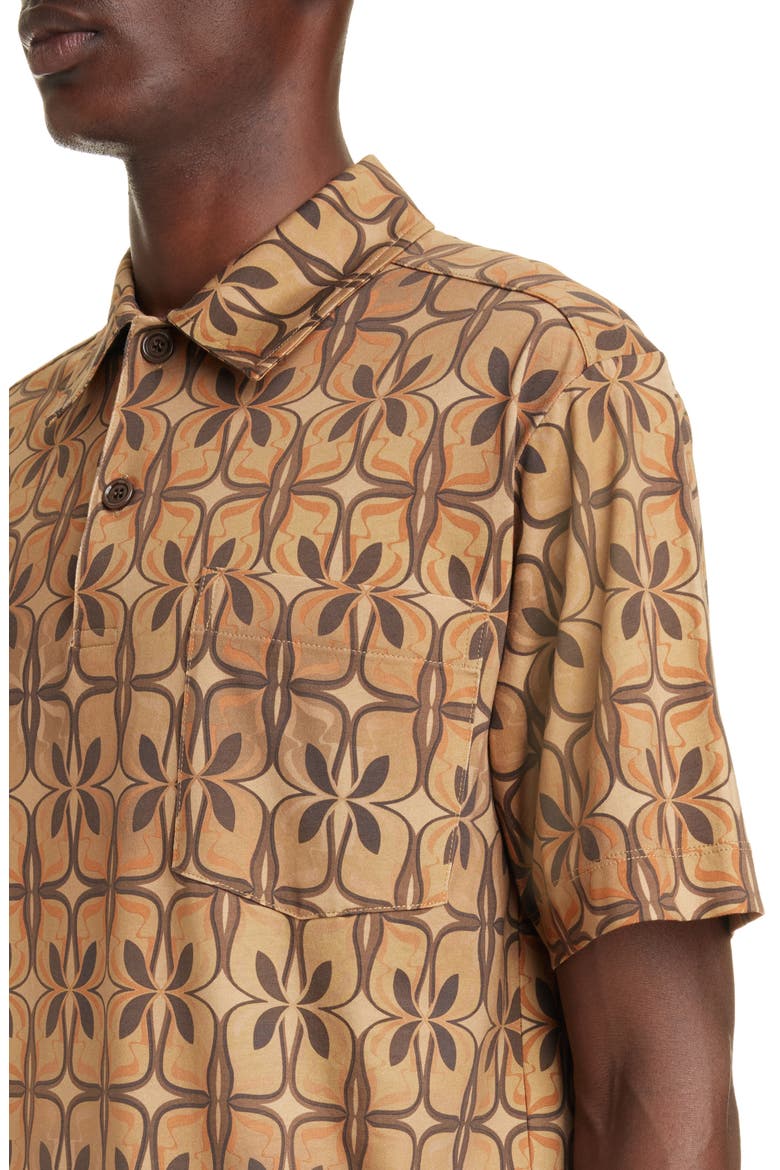 Helder Abstract Print Cotton Jersey Polo, Alternate, color, CAMEL 102