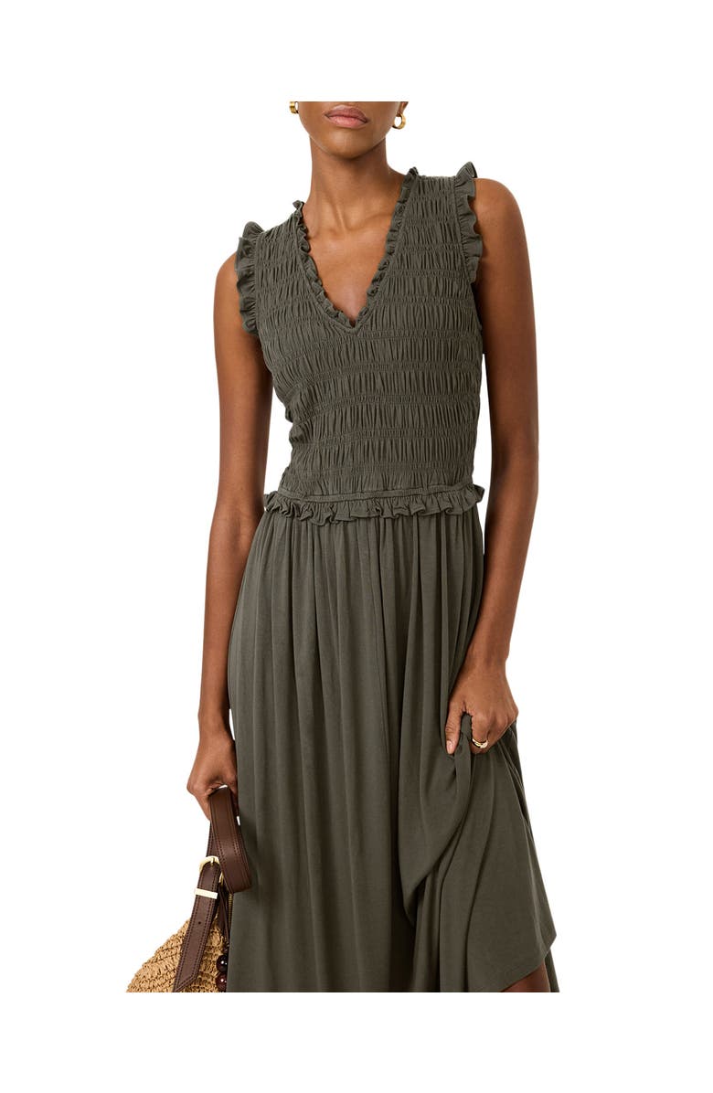 MINT VELVET Shirred Ruffle Midi Dress, Alternate, color,