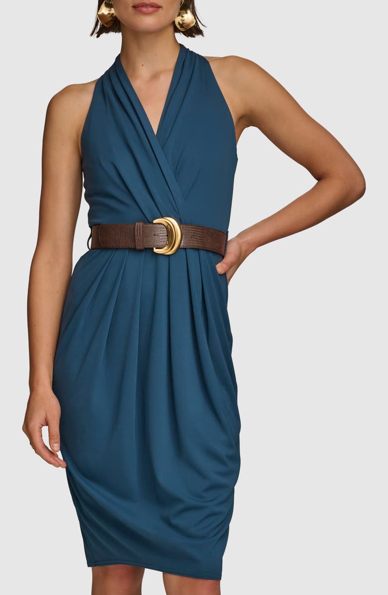 Donna Karan New York Belted Sleeveless Midi Dress, Alternate, color, 
