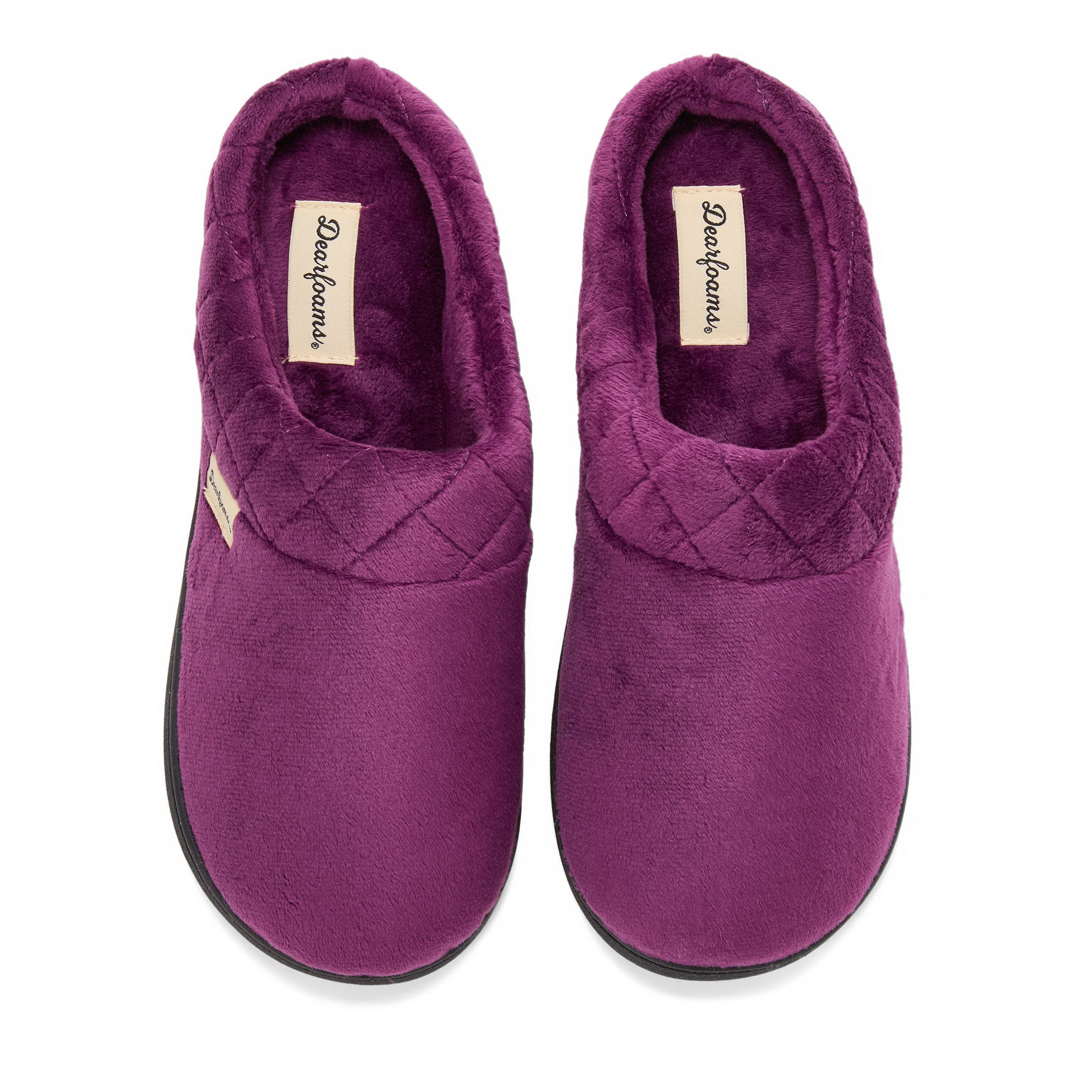 Darcy Quilted Cuff Velour Clog Slipper, Alternate, color, Aubergine