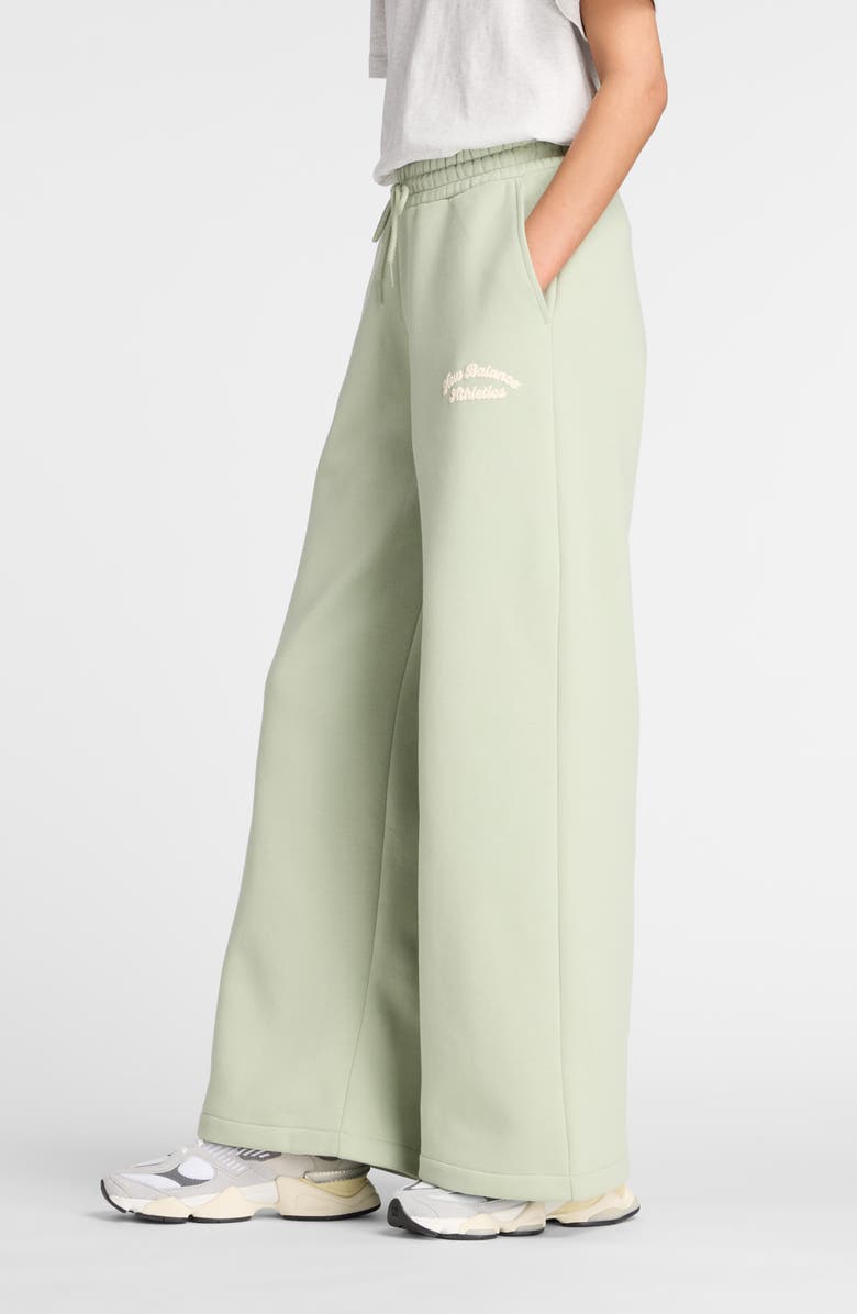 New Balance Linear Heritage Wide Leg Fleece Pants, Alternate, color, Green