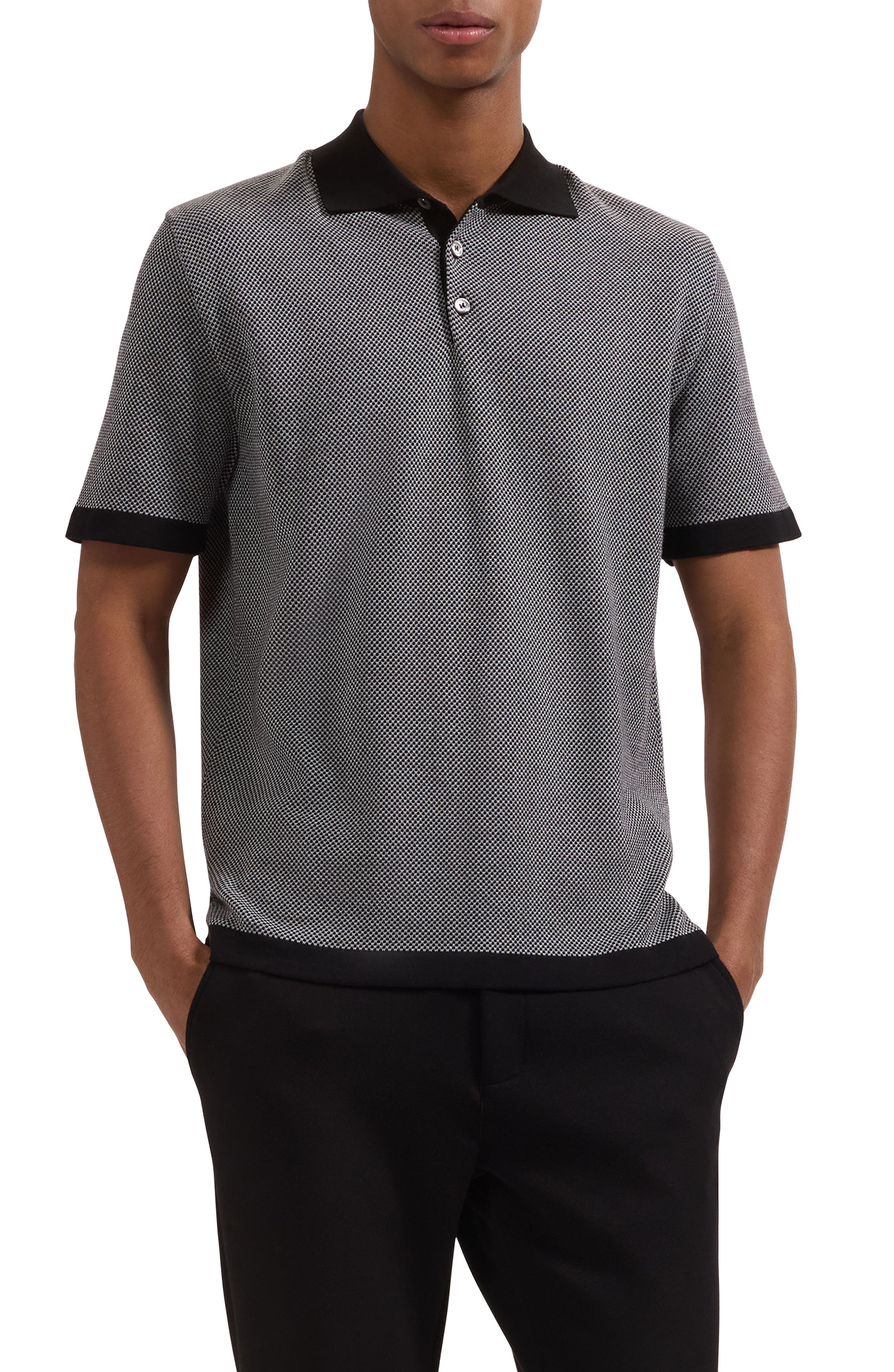 Geometric Jacquard Polo Sweater
