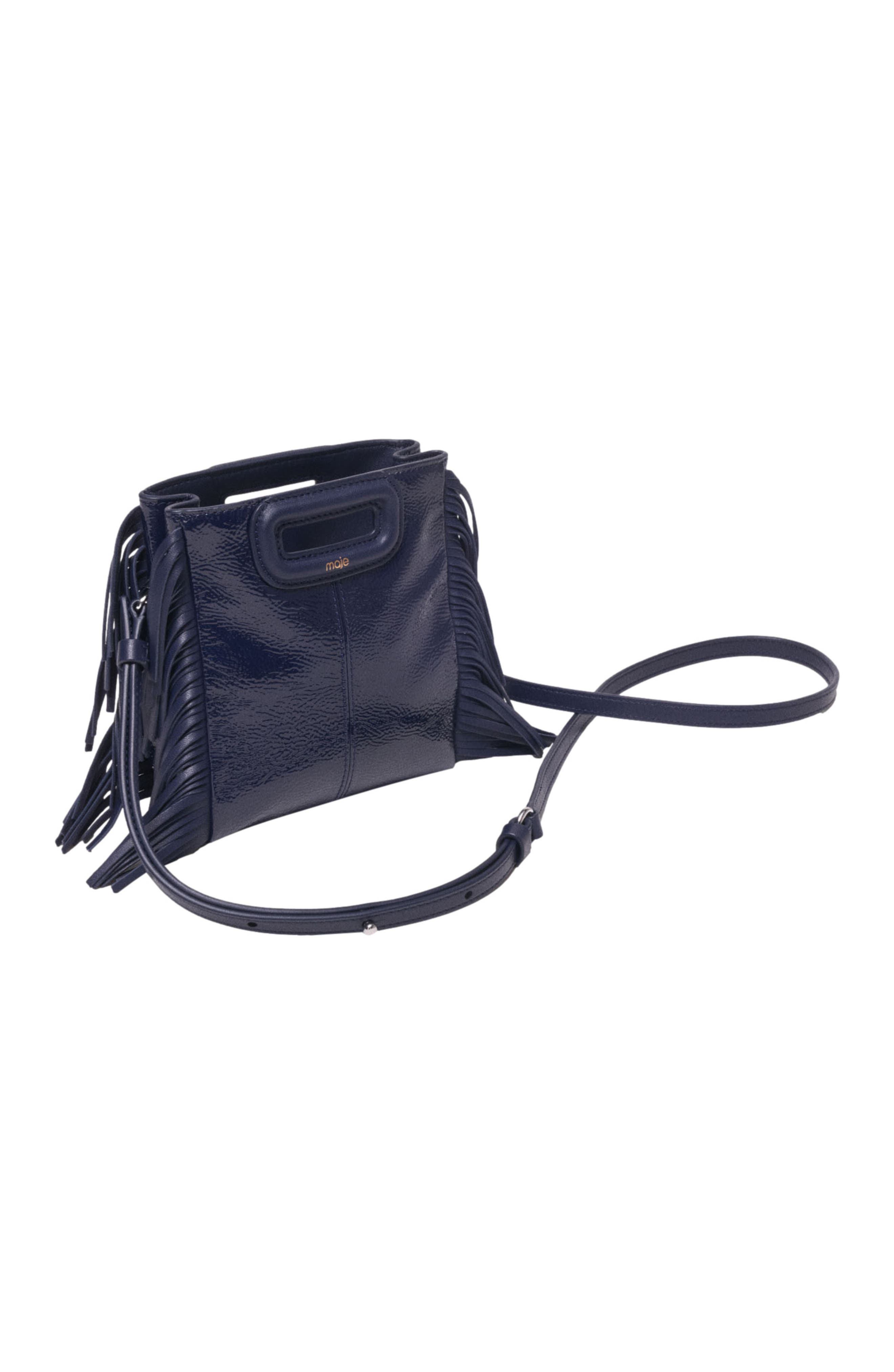 maje Naplak leather M Mini bag, Alternate, color, Navy