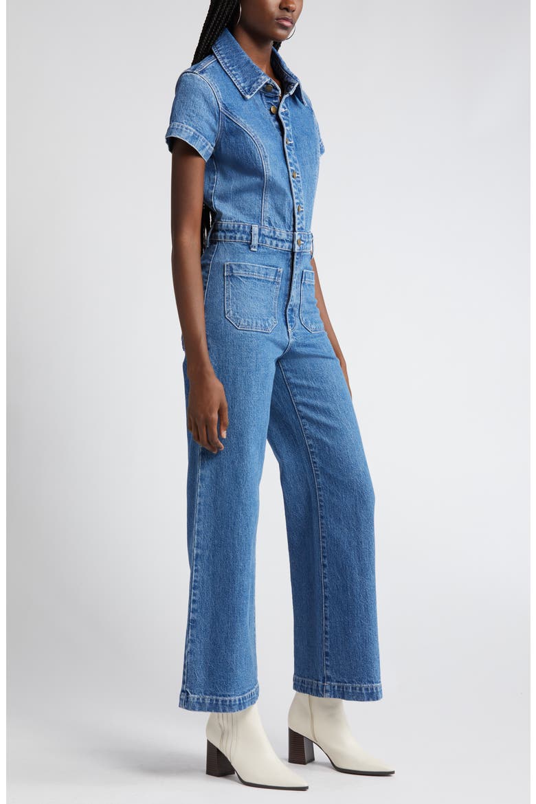 Sailor Short Sleeve Denim Jumpsuit, Alternate, color, BREAKER