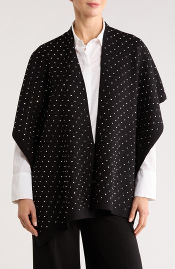 Tasha Stone Knit Ruana In Black
