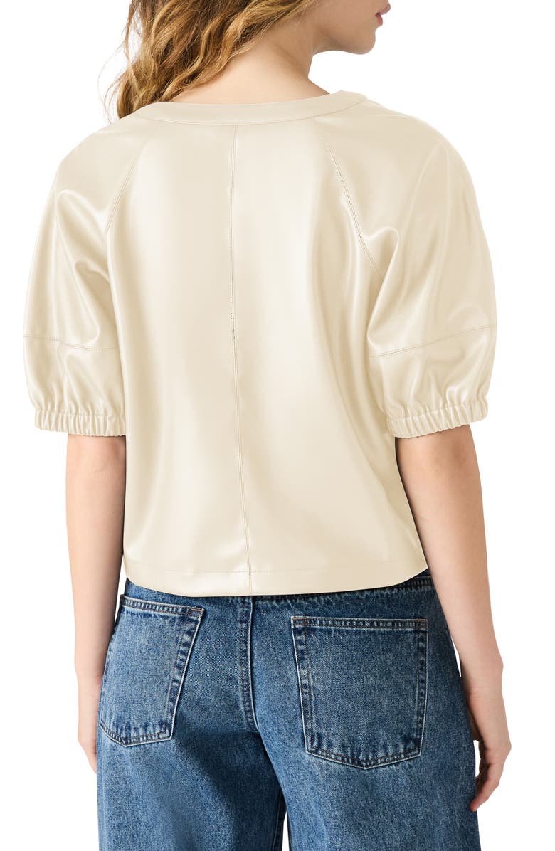Steve Madden Roxanne Short Sleeve Faux Leather Top, Alternate, color, Bone