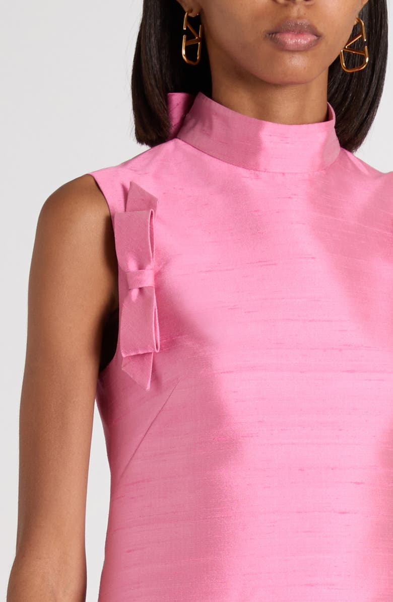 Valentino Garavani Bow Detail Shantung Silk Minidress, Alternate, color, Pink