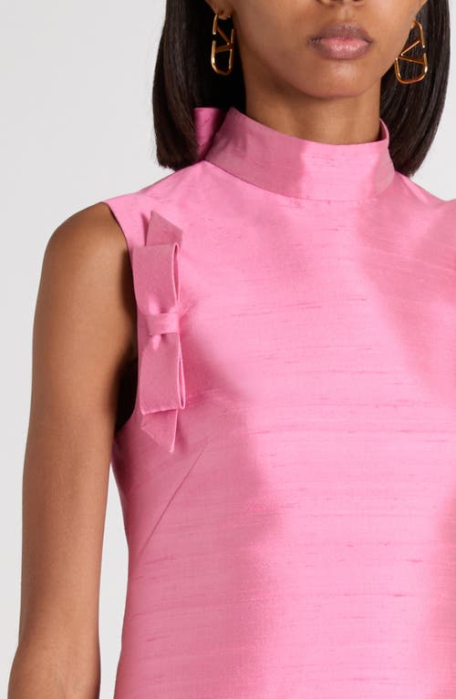 Valentino Garavani Bow Detail Shantung Silk Minidress In Pink