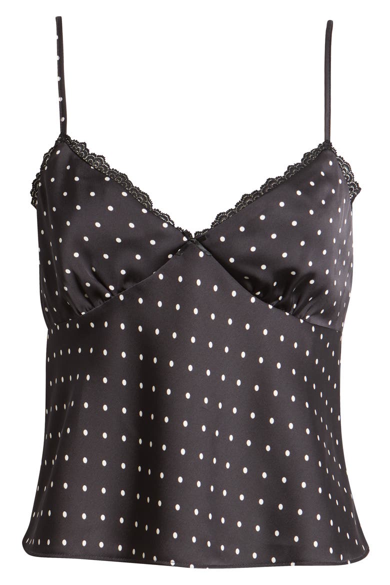 Lace Trim Camisole, Alternate, color, BLACK POLKA DOT