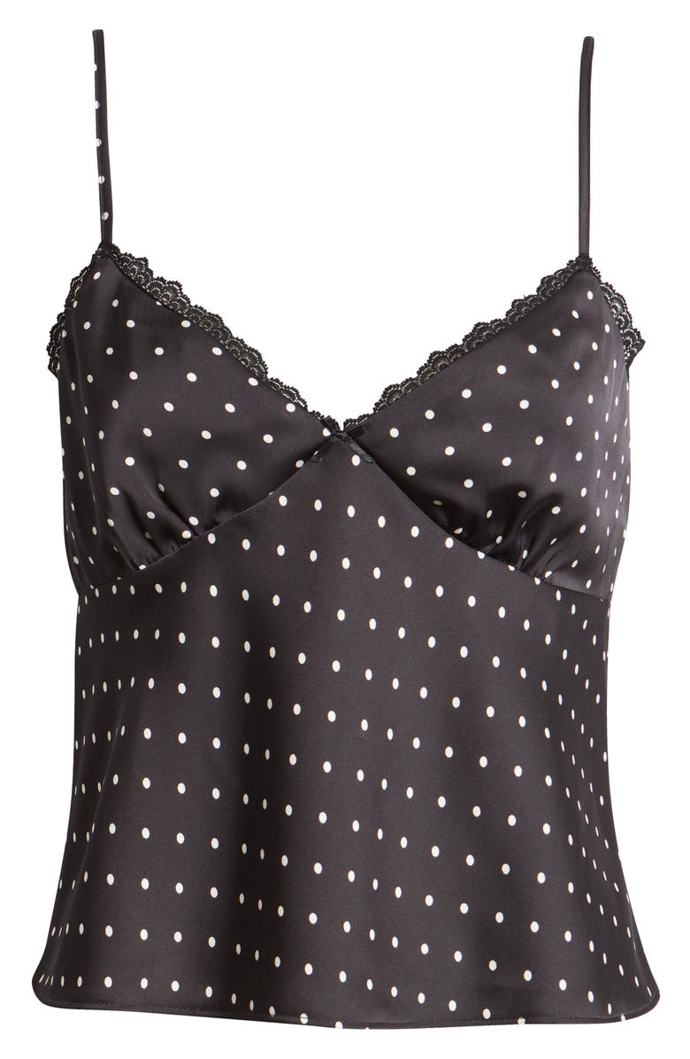 BP. Lace Trim Camisole, Alternate, color, Black Polka Dot