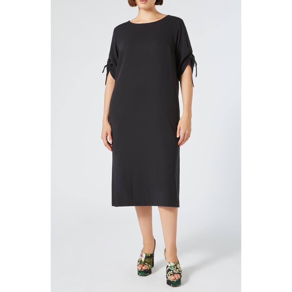 MARINA RINALDI MARINA RINALDI GEODE RUCHED SLEEVE COTTON DRESS