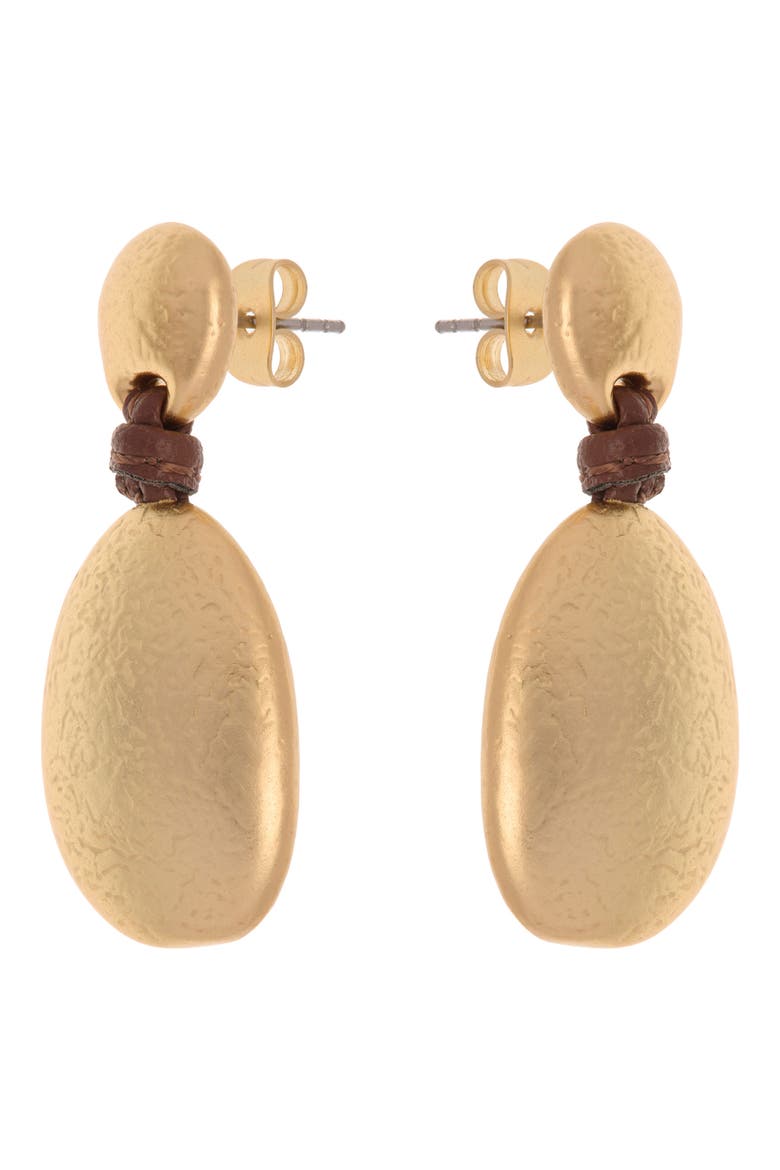 Peggy Smooth Pebble Cord Drop Earrings, Alternate, color, GOLD TONE BROWN