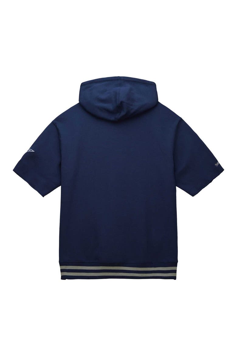 Men's Mitchell & Ness Navy Dallas Cowboys Pre-Game Short Sleeve Pullover Hoodie, Alternate, color, Navy