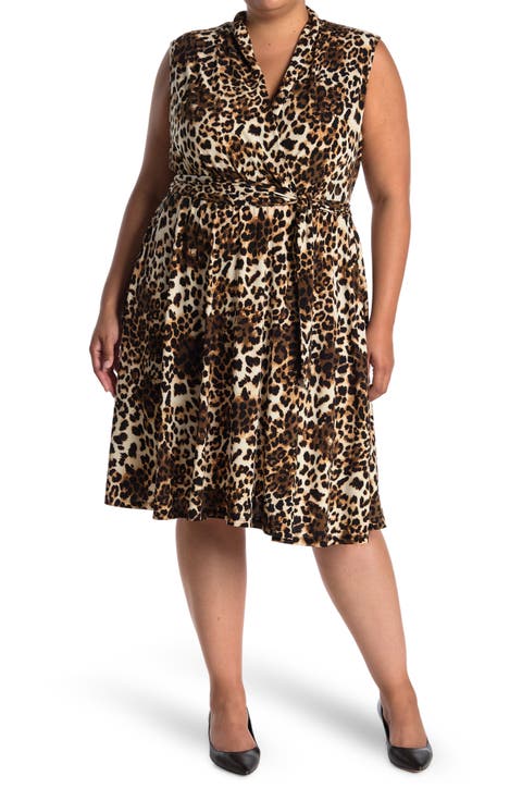 Prescott Fit & Flare Belted Knee Length Dress (Plus)