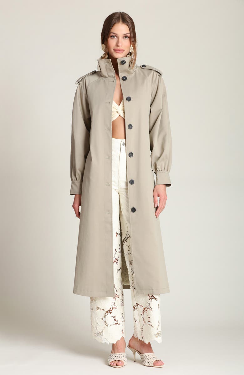 Avec Les Filles Funnel Neck Trench Coat, Alternate, color, Sage