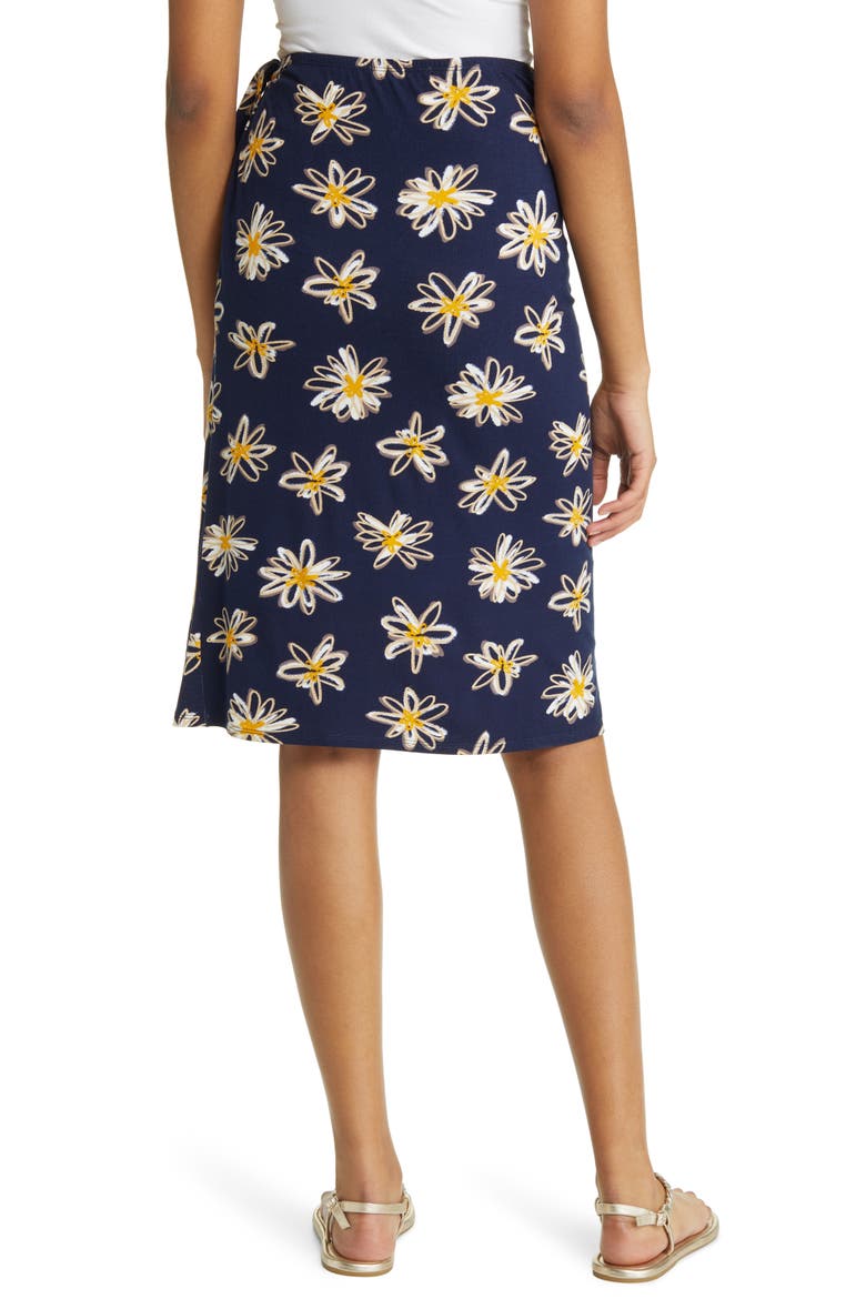 Floral Faux Wrap Knit Midi Skirt, Alternate, color, NAVY