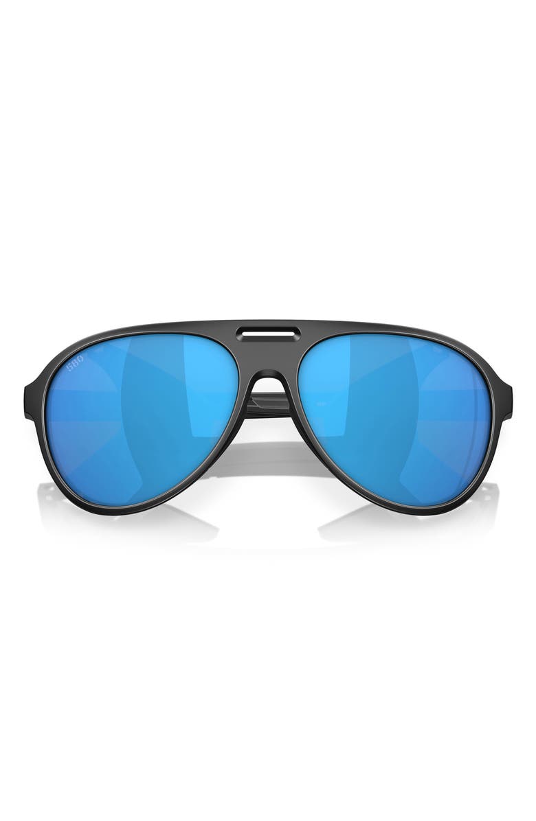 Costa Del Mar Grand Catalina 59mm Polarized Pilot Sunglasses, Alternate, color, Matte Black/ Blue Mirror