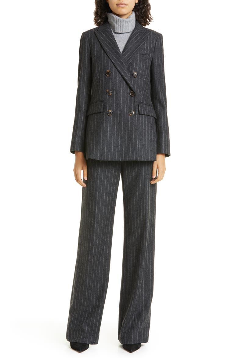 Ellette Chalk Stripe Stretch Wool Dickey Jacket, Alternate, color, CHARCOAL MULTI