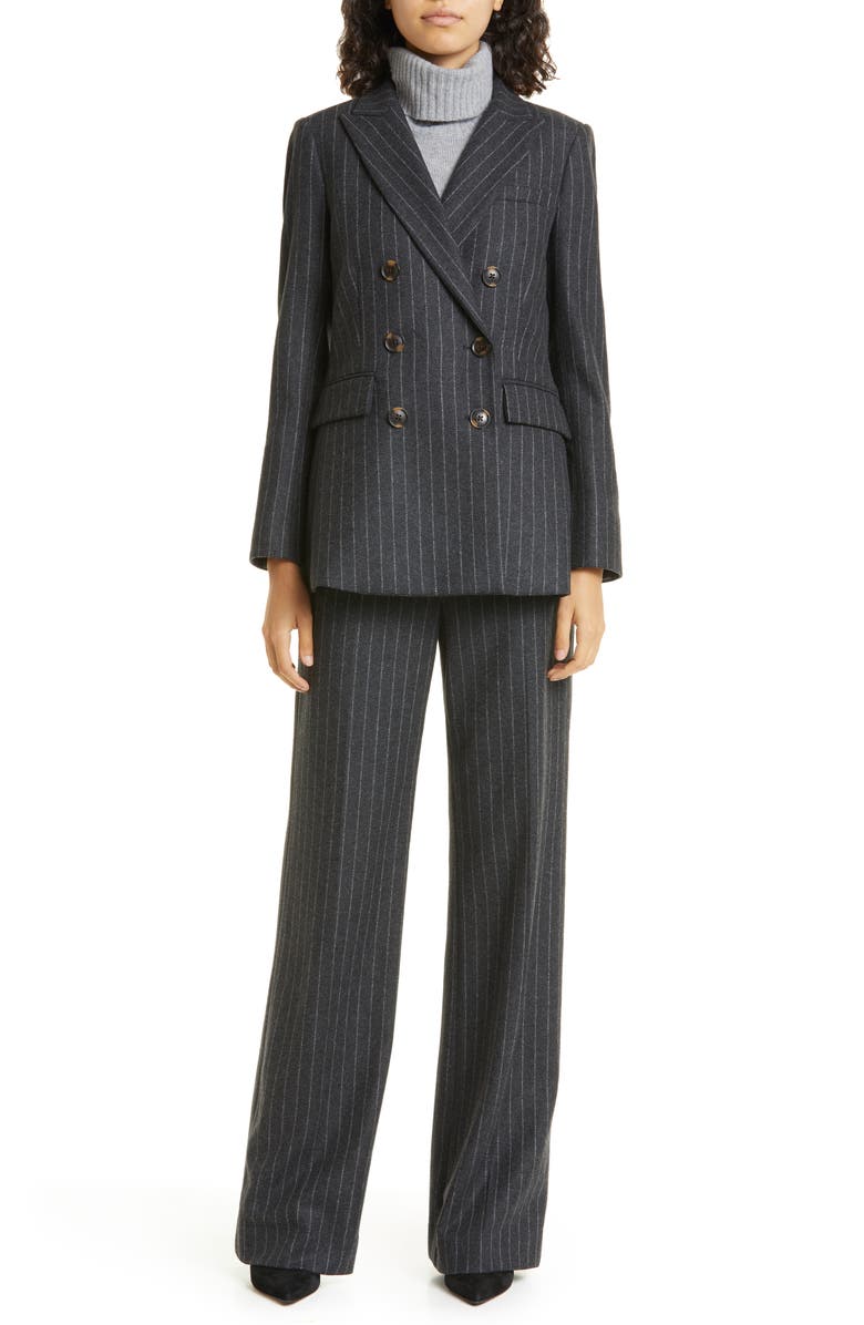 Veronica Beard Ellette Chalk Stripe Stretch Wool Dickey Jacket, Alternate, color,