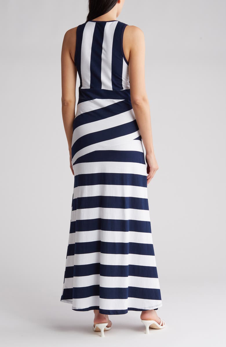 GO COUTURE Stripe Maxi Dress, Alternate, color, Navy White Stripe
