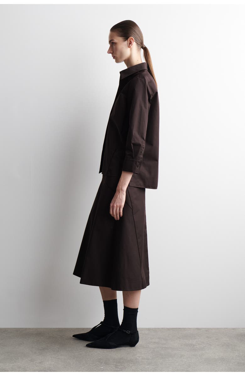 COS Embroidered Cotton Shirt, Alternate, color, Dark Brown