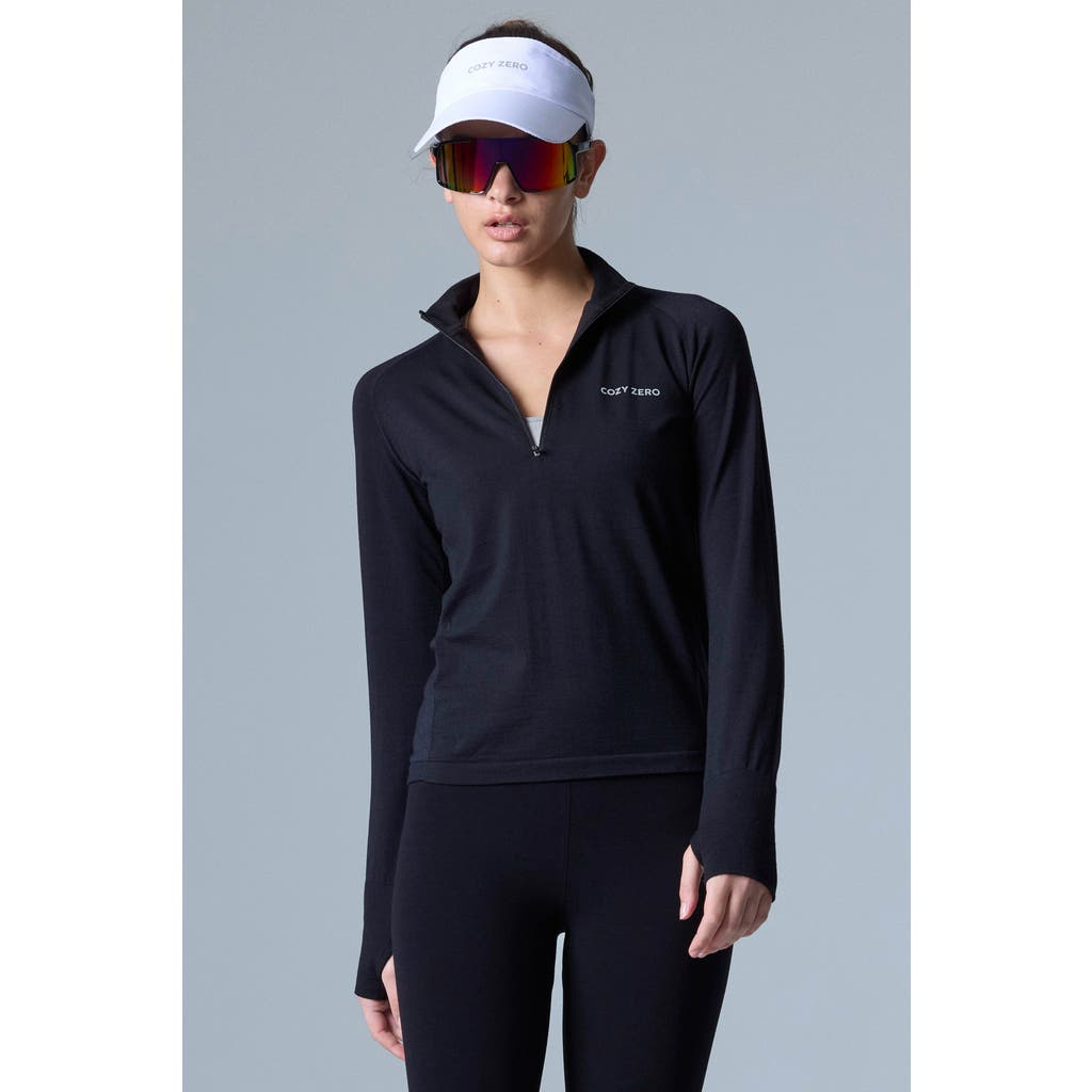 Cozy Zero Tech Merino Classic Fit Half Zip Long Sleeve Top In Black