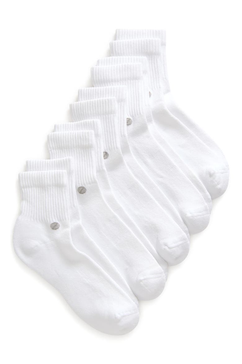 All Purpose Cushioned 5-Pack Quarter Crew Socks, Main, color, WHITE