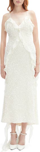 Marsella Ruffle Sequin Cocktail Dress