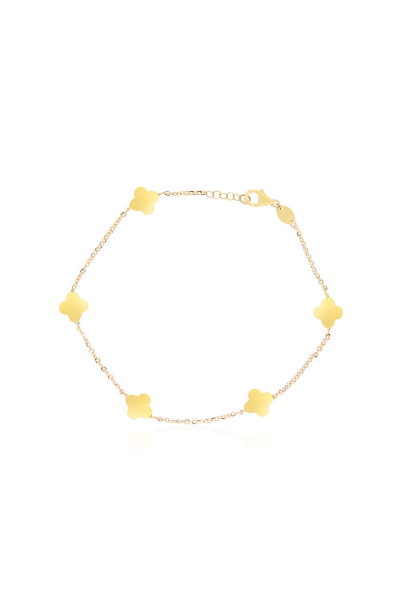 The Lovery Fine Jewelry Mini Gold Clover Bracelet, Main, color, Gold