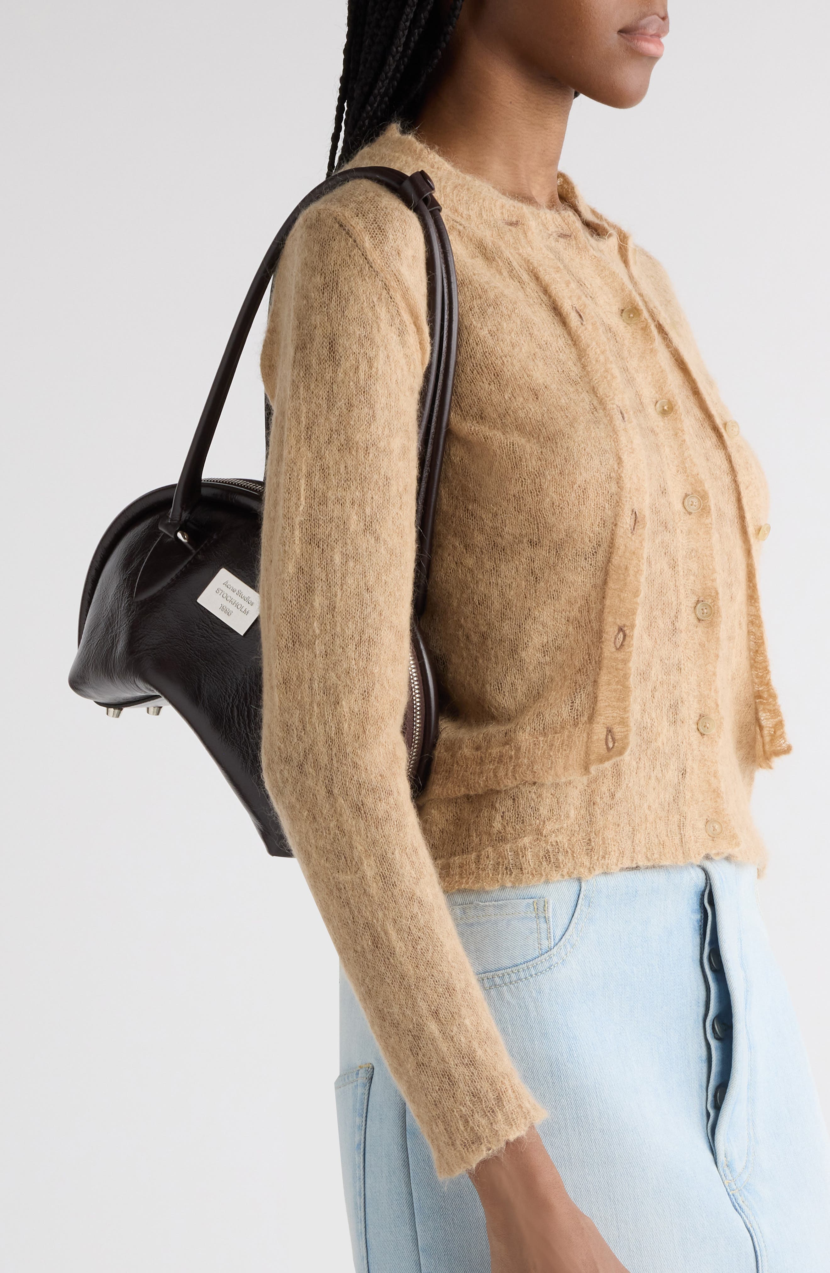 Small Bowlina Leather Shoulder Bag, Alternate, color, CHOCOLATE BROWN