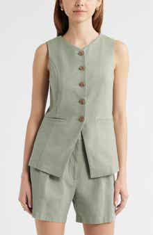 Open Edit Linen Blend Vest