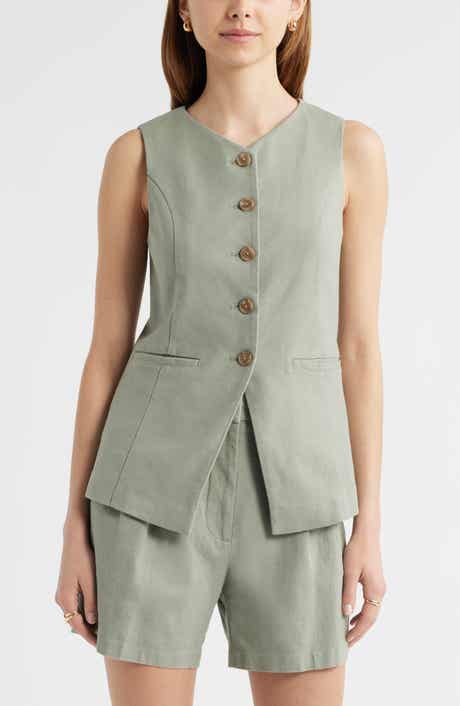Open Edit Linen Blend Vest