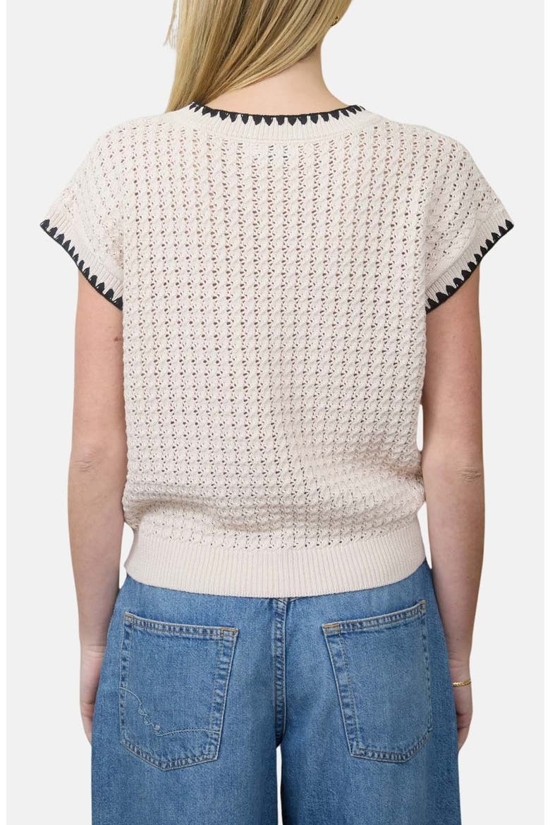 Open Knit Short Sleeve Sweater, Alternate, color, LIGHT KHAKI