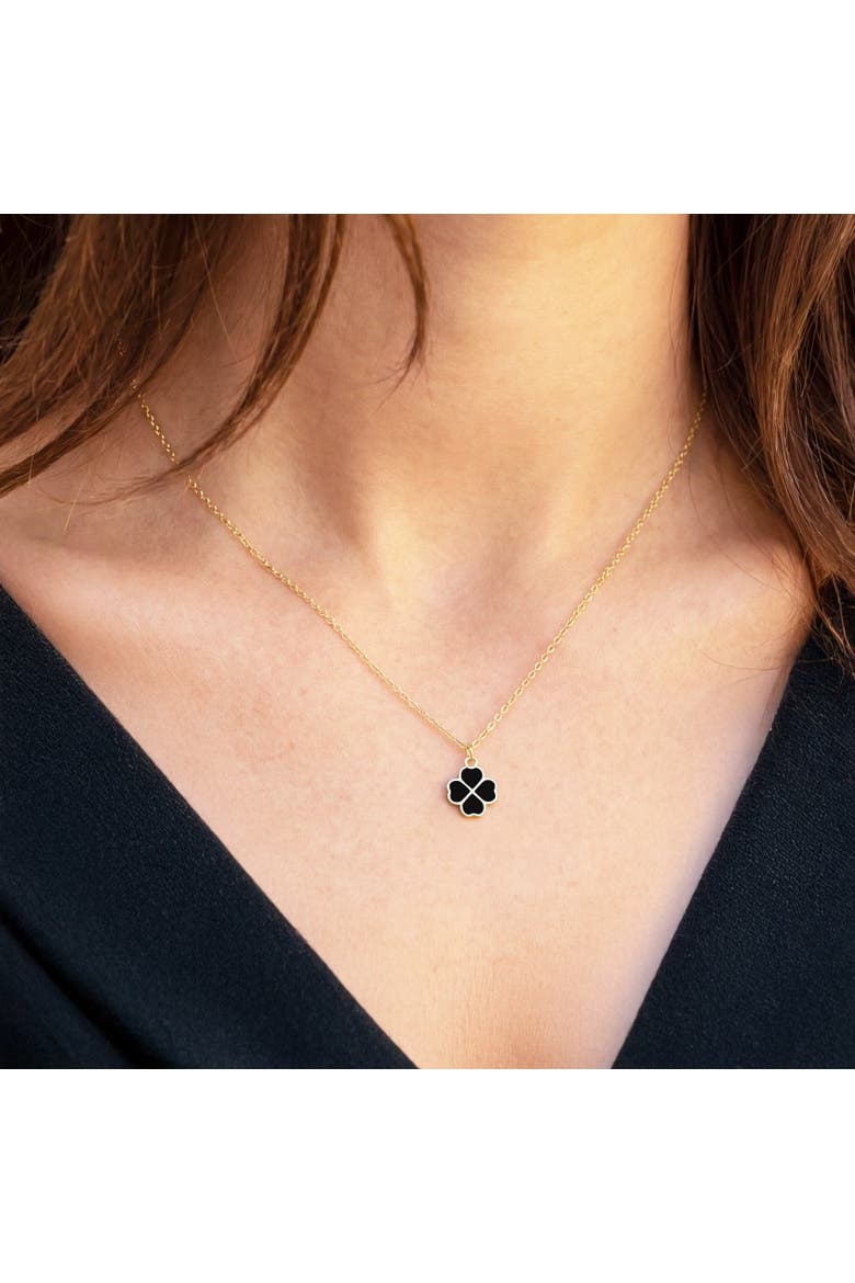 Onyx Lucky Clover Necklace, Alternate, color, Onyx