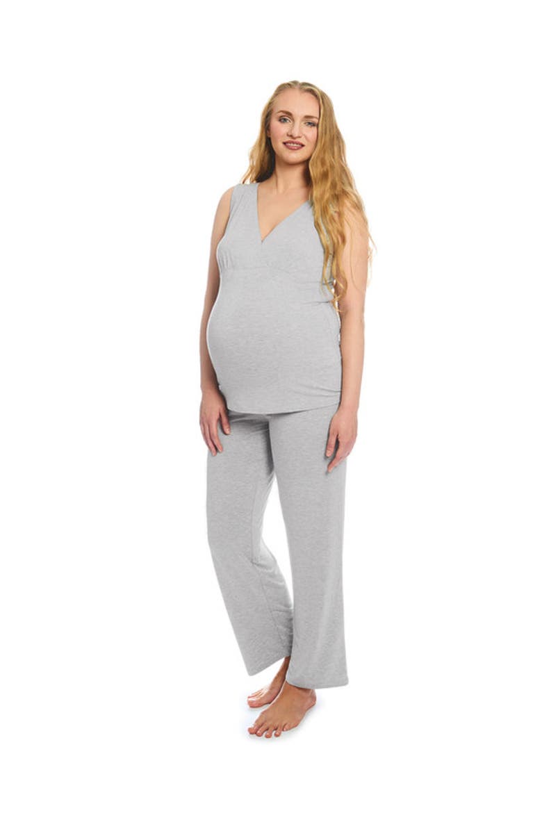 Analise During & After 5-Piece Maternity/Nursing Sleep Set for Mom & Baby, Alternate, color, Heather Grey Solid