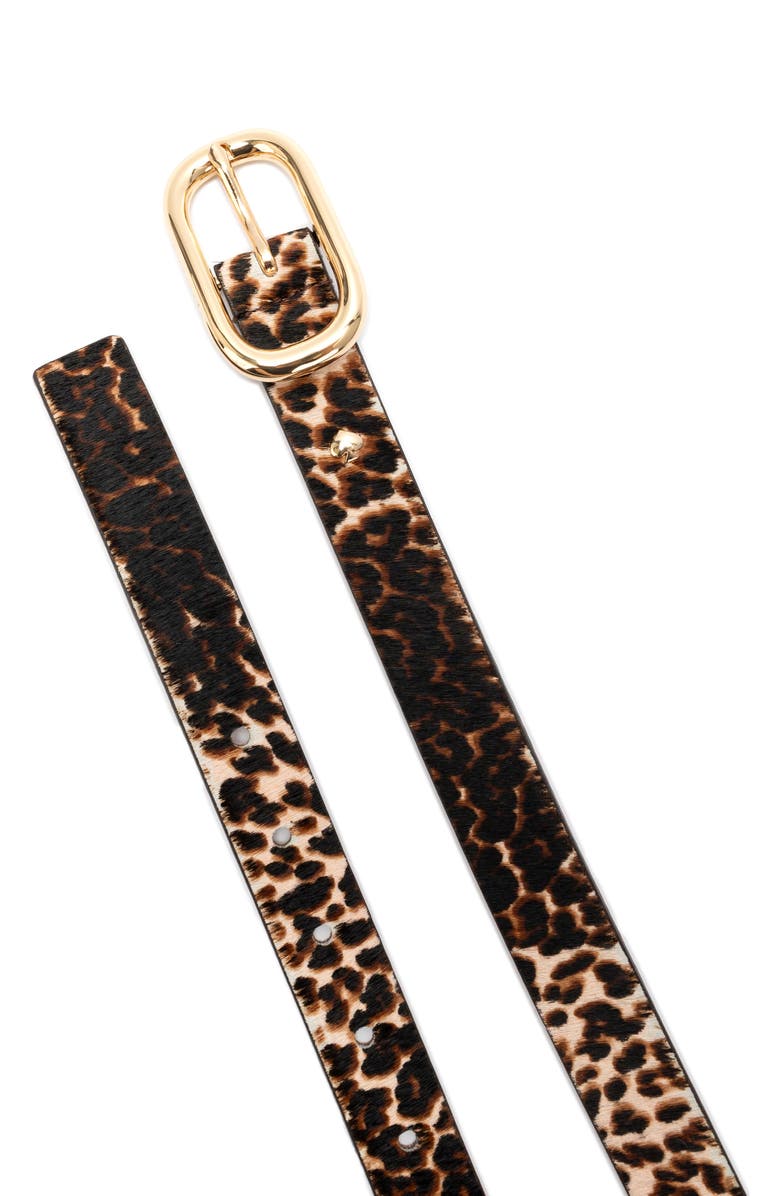 Kate Spade New York molten buckle genuine calf hair belt, Alternate, color, Downtown Leopard