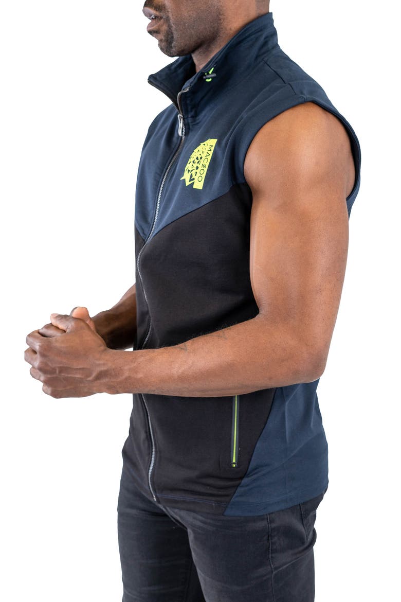 Fairway Colorblock Zip-Up Golf Vest, Alternate, color, BLACK