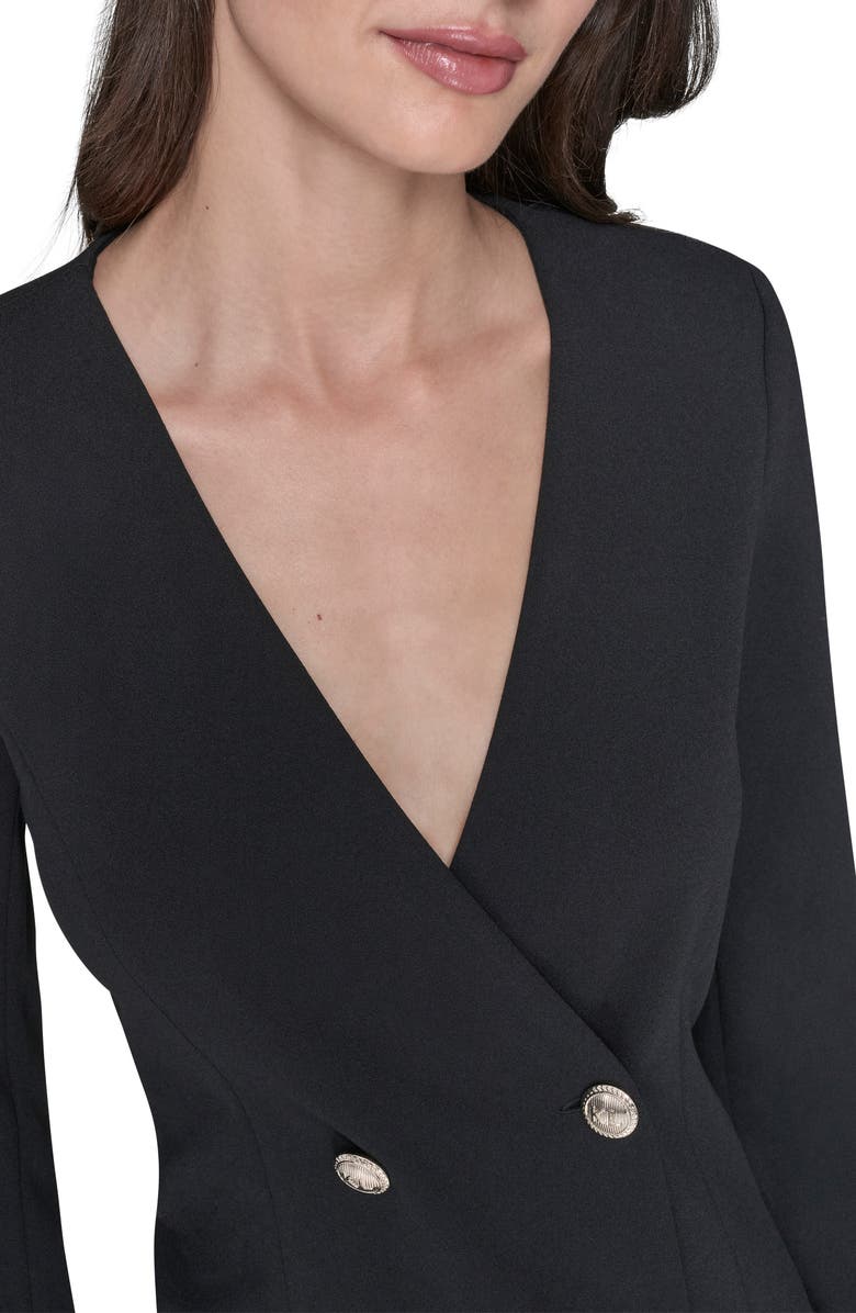 KARL LAGERFELD PARIS Ruffle Hem Scuba Crepe Dress, Alternate, color, Black