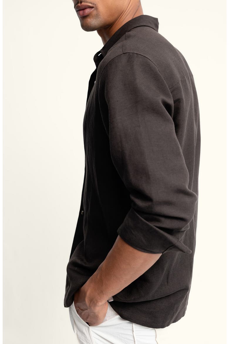 Andrew Solid Linen Blend Button-Up Shirt, Alternate, color, MOLINO/ BROWN