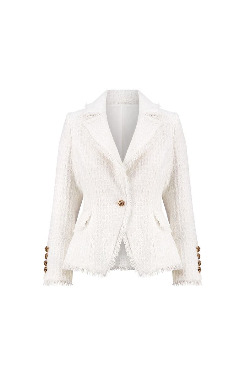 The Noli Shop Giselle Single Breasted Tweed Blazer, Alternate, color, White