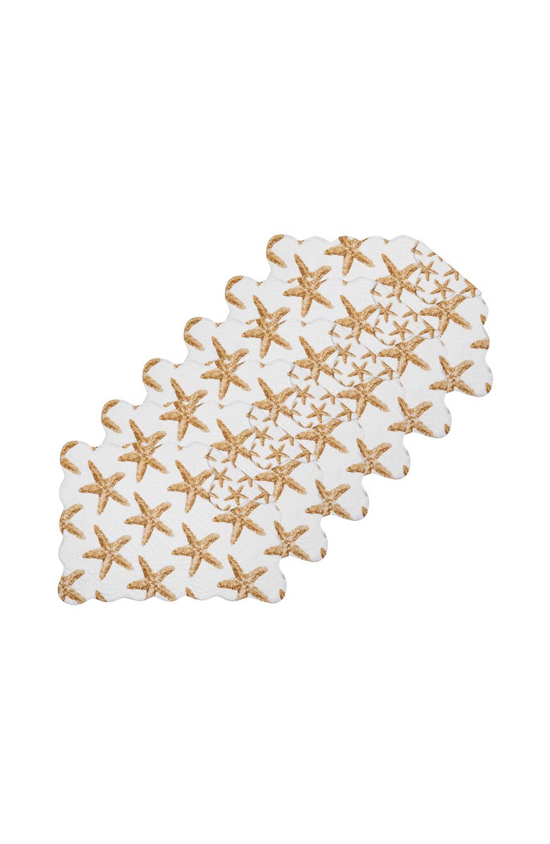 C&F Home Sandbridge Stars Placemats, Set of 6, Alternate, color, White