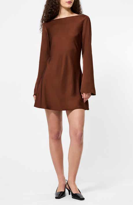 French Connection Ennis Long Sleeve Satin Minidress